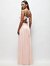 Rear View Thumbnail - Blush Tie-Back Cutout Maxi Dress with Front Slit