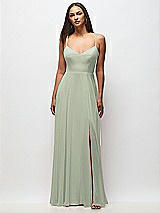 Front View Thumbnail - Celadon Tie-Back Cutout Maxi Dress with Front Slit