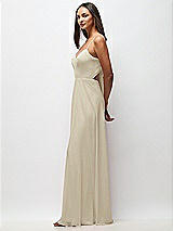 Side View Thumbnail - Champagne Tie-Back Cutout Maxi Dress with Front Slit