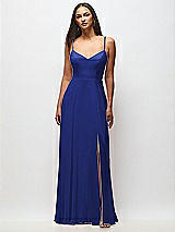 Front View Thumbnail - Cobalt Blue Tie-Back Cutout Maxi Dress with Front Slit