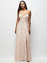 Front View Thumbnail - Coquette Floral Print Tie-Back Cutout Maxi Dress with Front Slit