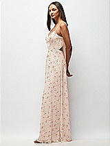 Side View Thumbnail - Coquette Floral Print Tie-Back Cutout Maxi Dress with Front Slit