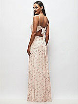 Rear View Thumbnail - Coquette Floral Print Tie-Back Cutout Maxi Dress with Front Slit