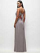 Rear View Thumbnail - Cashmere Gray Tie-Back Cutout Maxi Dress with Front Slit