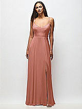 Front View Thumbnail - Desert Rose Tie-Back Cutout Maxi Dress with Front Slit