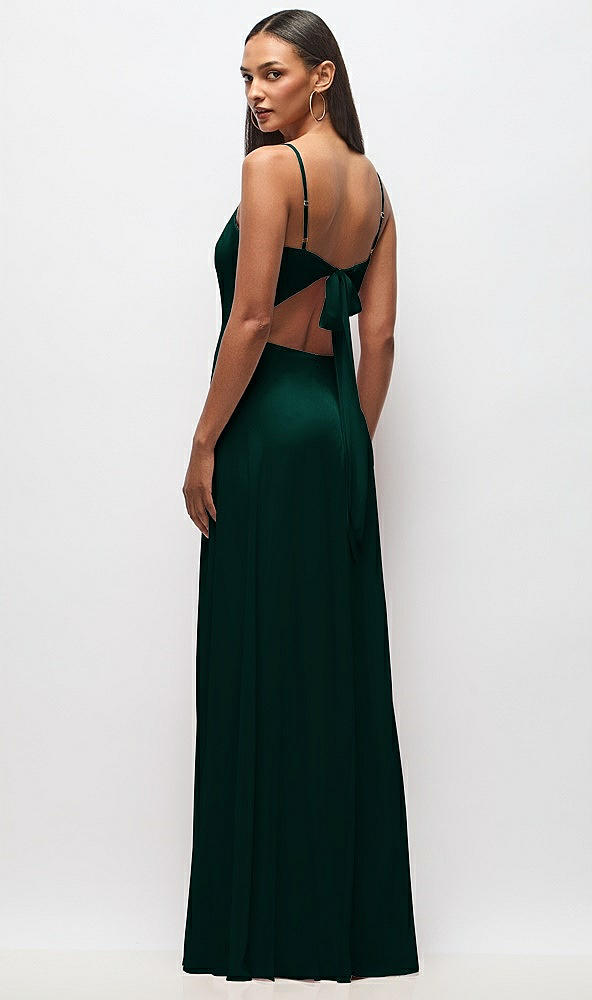 Back View - Evergreen Tie-Back Cutout Maxi Dress with Front Slit