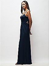 Side View Thumbnail - Midnight Navy Tie-Back Cutout Maxi Dress with Front Slit