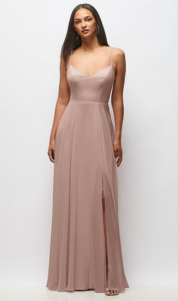 Front View - Neu Nude Tie-Back Cutout Maxi Dress with Front Slit