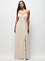 Front View Thumbnail - Oat Tie-Back Cutout Maxi Dress with Front Slit