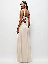 Rear View Thumbnail - Oat Tie-Back Cutout Maxi Dress with Front Slit