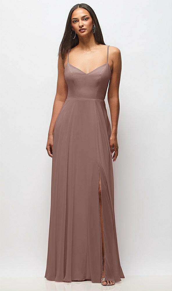 Front View - Sienna Tie-Back Cutout Maxi Dress with Front Slit