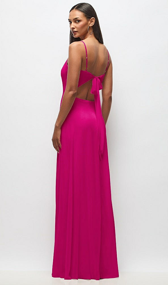 Back View - Think Pink Tie-Back Cutout Maxi Dress with Front Slit