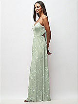Side View Thumbnail - Vintage Primrose Sage Tie-Back Cutout Maxi Dress with Front Slit