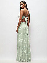 Rear View Thumbnail - Vintage Primrose Sage Tie-Back Cutout Maxi Dress with Front Slit