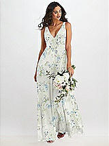 Alt View 1 Thumbnail - Bleu Garden Deep V-Neck Chiffon Maxi Dress
