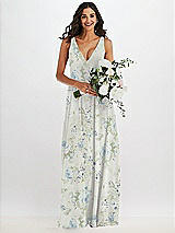 Alt View 2 Thumbnail - Bleu Garden Deep V-Neck Chiffon Maxi Dress