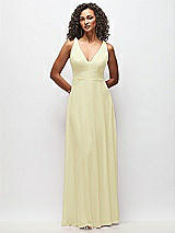 Front View Thumbnail - Butter Yellow Deep V-Neck Chiffon Maxi Dress