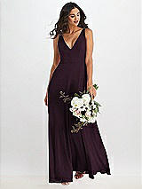 Alt View 1 Thumbnail - Deep Plum Deep V-Neck Chiffon Maxi Dress
