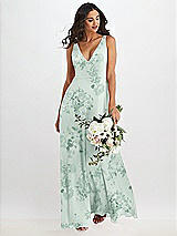 Alt View 1 Thumbnail - Mint Green Floral Deep V-Neck Chiffon Maxi Dress