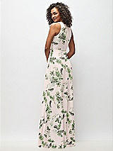 Rear View Thumbnail - Palm Beach Print Deep V-Neck Chiffon Maxi Dress
