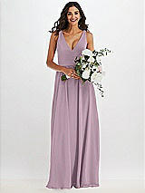 Alt View 2 Thumbnail - Suede Rose Deep V-Neck Chiffon Maxi Dress