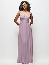 Front View Thumbnail - Suede Rose Deep V-Neck Chiffon Maxi Dress