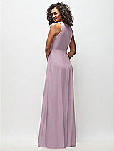 Rear View Thumbnail - Suede Rose Deep V-Neck Chiffon Maxi Dress