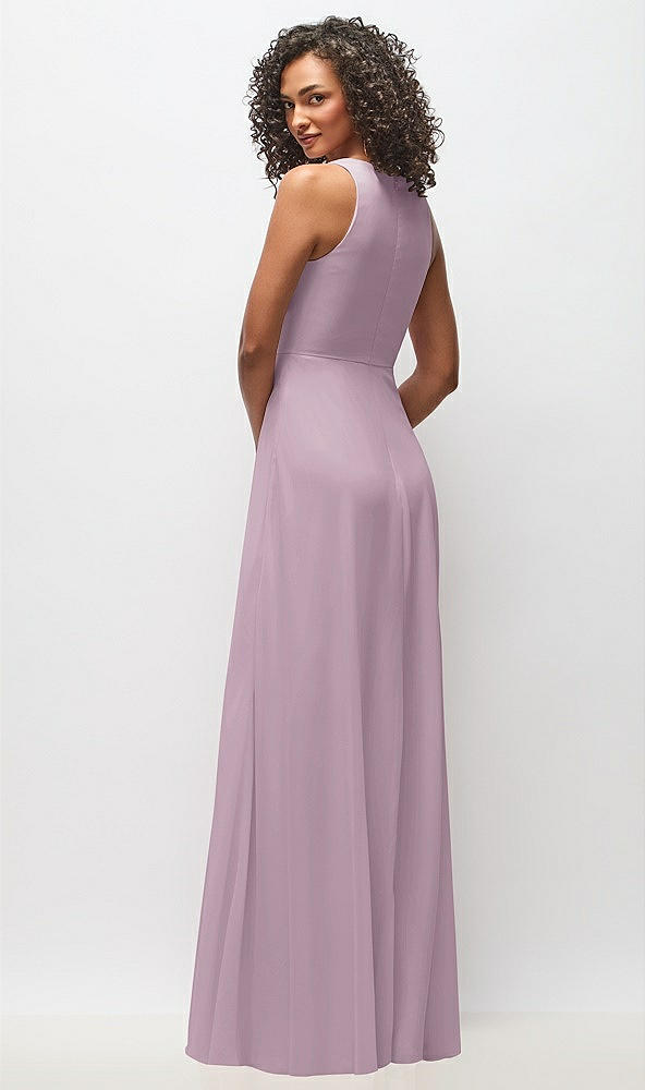 Back View - Suede Rose Deep V-Neck Chiffon Maxi Dress