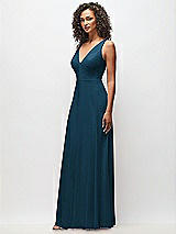 Side View Thumbnail - Atlantic Blue Deep V-Neck Chiffon Maxi Dress