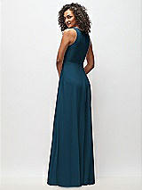 Rear View Thumbnail - Atlantic Blue Deep V-Neck Chiffon Maxi Dress