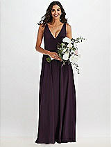 Alt View 2 Thumbnail - Aubergine Deep V-Neck Chiffon Maxi Dress