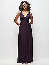 Front View Thumbnail - Aubergine Deep V-Neck Chiffon Maxi Dress