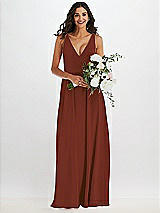 Alt View 2 Thumbnail - Auburn Moon Deep V-Neck Chiffon Maxi Dress