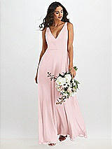Alt View 1 Thumbnail - Ballet Pink Deep V-Neck Chiffon Maxi Dress