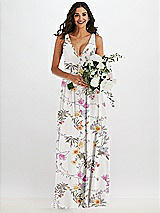 Alt View 2 Thumbnail - Butterfly Botanica Ivory Deep V-Neck Chiffon Maxi Dress