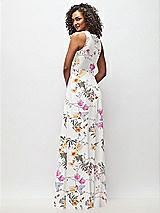 Rear View Thumbnail - Butterfly Botanica Ivory Deep V-Neck Chiffon Maxi Dress