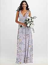 Alt View 2 Thumbnail - Butterfly Botanica Silver Dove Deep V-Neck Chiffon Maxi Dress