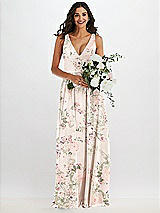 Alt View 2 Thumbnail - Blush Garden Deep V-Neck Chiffon Maxi Dress