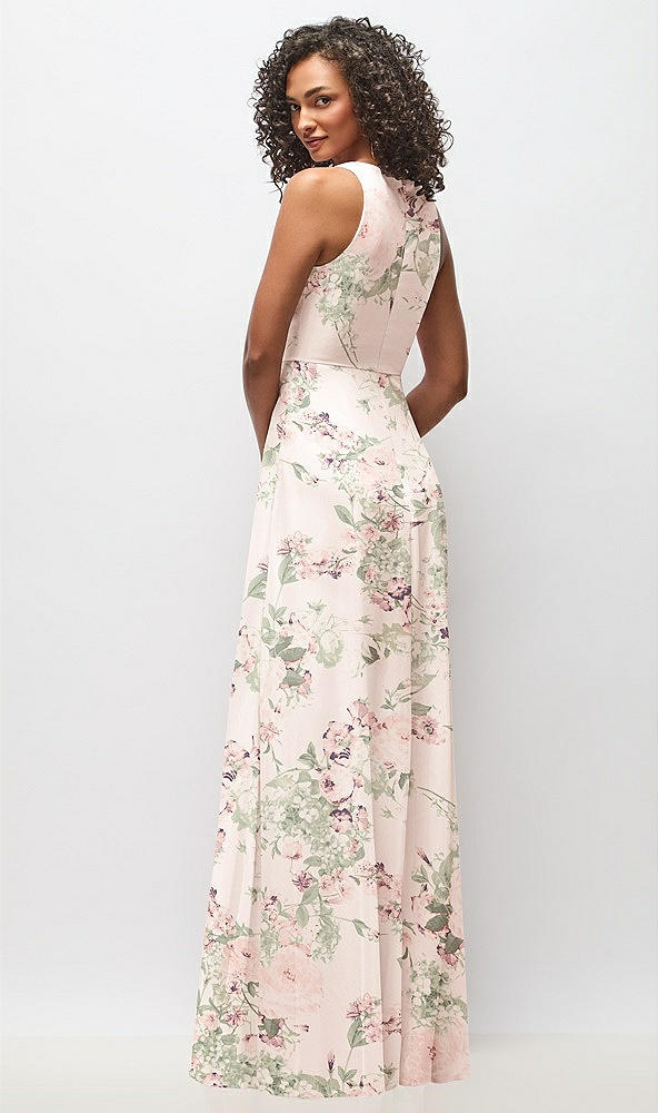 Back View - Blush Garden Deep V-Neck Chiffon Maxi Dress