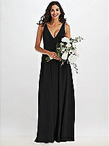 Alt View 2 Thumbnail - Black Deep V-Neck Chiffon Maxi Dress