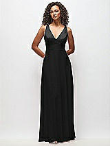Front View Thumbnail - Black Deep V-Neck Chiffon Maxi Dress