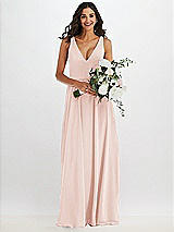 Alt View 2 Thumbnail - Blush Deep V-Neck Chiffon Maxi Dress