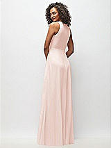 Rear View Thumbnail - Blush Deep V-Neck Chiffon Maxi Dress