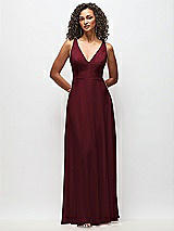 Front View Thumbnail - Cabernet Deep V-Neck Chiffon Maxi Dress