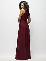 Rear View Thumbnail - Cabernet Deep V-Neck Chiffon Maxi Dress