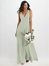 Alt View 1 Thumbnail - Celadon Deep V-Neck Chiffon Maxi Dress