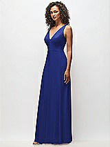 Side View Thumbnail - Cobalt Blue Deep V-Neck Chiffon Maxi Dress