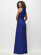 Rear View Thumbnail - Cobalt Blue Deep V-Neck Chiffon Maxi Dress