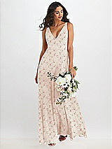 Alt View 1 Thumbnail - Coquette Floral Print Deep V-Neck Chiffon Maxi Dress