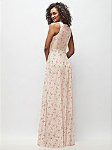 Rear View Thumbnail - Coquette Floral Print Deep V-Neck Chiffon Maxi Dress